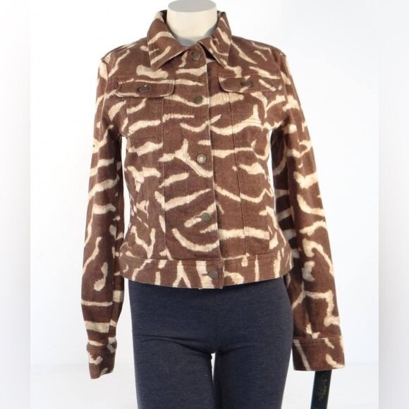 Lauren Ralph Lauren Vintage Denim Jacket Women’s Size Small P Brown Animal Print - Picture 9 of 11
